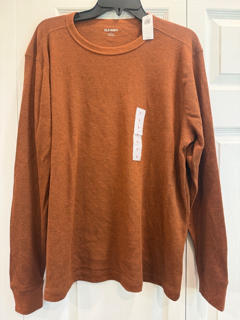 Old Navy NWT Rusty Brown/Orange Built In Flex Long Sleeve Waffle Knit Tee Large